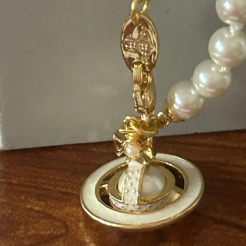 Vivienne Westwood SIMONETTA 3D Orb ENAMEL Pearl Choker Necklace - Picture 3 of 13